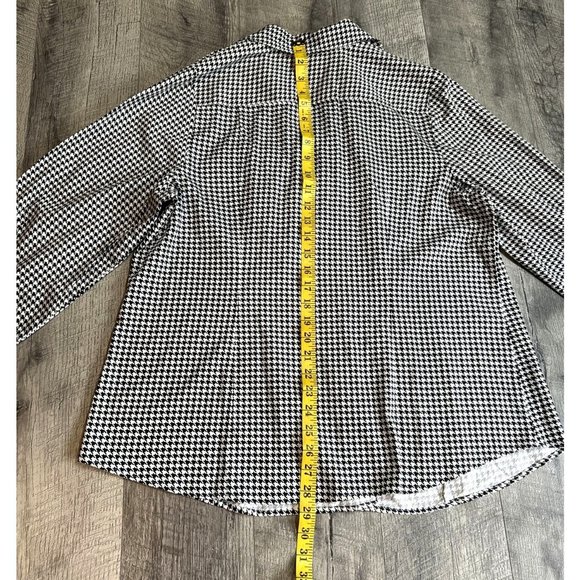 Lane Bryant Shirt Womens 18 Houndstooth Stretch Button Long Sleeve Career Blouse - Picture 7 of 7